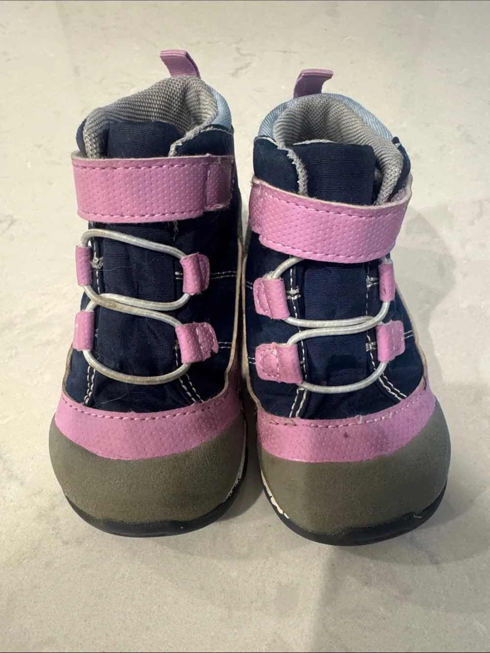 See Kai Run Sam Kids Dark Navy and Pink Waterproof Outdoor Boots Size 8